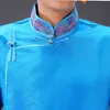 Costumes de scène du festival de Mongolie Hommes Vêtements nationaux pour adultes Vêtements ethniques des prairies Robe longue pour hommes tenue en mélange de soie à col montant