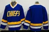 Genähte Brothers Slap Shot Charlestown Chiefs Hockey Jersey 16 Jack 17 Steve 18 Jeff Hanson 7 Francine Dunlop 3 Killer Vintage CCM Movie Blau Weiß Trikots