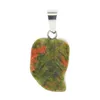 Modig varmförsäljning Naturlig pärla Hängsmycke Ange 12 Mixed Färg Semi-Precious Stone Leaf Shape Agate Pendant