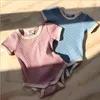 ベビーデザイナー服子供ソリッドロンパースPPパンツスーツ夏の女の子半袖ジャンプスーツショーツ服セット幼児レジャーウェアYP885