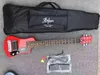 Promotie Black Red Metallic Blue Hofner Shorty Travel Guitar Protable Mini Electric Guitar met Cotton Gig Bag Wrap Arround T3018257