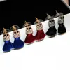 Wholesale- fashion luxury designer glittering cute lovely diamond owl animal tassel stud earrings for woman girls