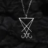 Selo de Lúcifer Sigilo Satânico de Baphomet Colar com Pingente de Metal Ouro Gótico Escuro Pagão Satã Homens Moda Jóias Acessórios