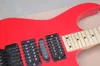 Red Body Electric Guitar with Tremolo Bridge,Black Hardware,Maple Fingerboard,HSH Pickups,can be customized