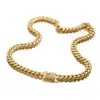 Gold Color Men's Shiny Crystal Clasp Stainless Steel Miamia Florida Curb Cuban Link Chain 8-18mm Wide 7-40" Necklace Or Bracelet
