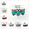 Bohemian Retro Style Turquoise Imitatie Thai Silver Owl Armband DAB269 Bangle Sieraden Armband