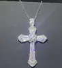 Nuovi gioielli di lusso Choucong argento sterling 925 pavimenta topazio bianco diamante CZ pietre preziose ciondolo croce collana da donna per uomo regalo