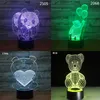 Cartoon Love Heart Bear Shape Table lamp USB LED 7 Colors Changing Battery Desk Lamp 3D Lamp Novelty Night Light Kid Children's day gift Toy