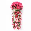 Violet Artificial Flower Wall Hanging Simulation Violet Orchid Fake Silk Vine Flowers Wedding Party Home Garden Balcony Decoration1581204