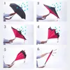 Ombrello rovesciato Ombrello rovesciato pieghevole a doppio strato Anti UV Ombrello rovesciato Ombrello rovesciato antivento per auto da pioggia per donna uomo
