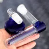 Attrape-cendres en verre bleu pour bang narguilés Conduites d'eau Reclaim Lacunaris Inline Two Honeycombs Ashcatcher In 14mm or 18mm