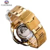 Forsining Golden Automatic Mecanical Mens Watch Racing Sports Design 3 Calles Multifisection Date de bracelet en acier inoxydable 2653111