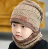 2pcs/lot Winter Beanie Hat Scarf Set Adult Kids Size Warm Knit Hat Thick Knit Skull Cap For Men Women