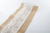 Linne Lace Bord Runner Vintage Burlap Cloths Natural Jute Country för fest bröllop dekoration