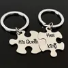 Her King His Queen Keychain King and Queen Couple Key Chain Puzzle Couple Key Ring Lover Wedding Anniversary Gifts