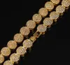 Mens 10mm 18K Real Gold Cluster Chain Collier 18 pouces 20 pouces Hiphop Collier cadeaux Bijoux