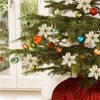 Adornos navideños 5/10 Uds. Flores artificiales DIY decoración de árbol flor de seda brillante para adornos de fiesta de Navidad de feliz año 1