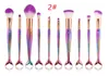 10pcs/1lot Mermaid Makeup Brushes Set Foundation Blending Powder Eyeshadow Contour Concealer Blush Cosmetic Makeup