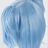 Peruki Vicwig Assassination Classroom Shiota Nagisa Cosplay Wig Blue Short Ponytail Włosy syntetyczne anime z grzywką