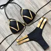 2021 nieuwe bikini set zomer vergulden doek splitsen badmode bandage Braziliaanse bikini vrouwen strand slijtage badpak populaire vrouwelijke badpak