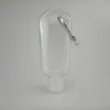 Botella rellenable de Alcohol vacía de 50ML con gancho para llavero, botella desinfectante de manos de plástico transparente para botellas de viaje