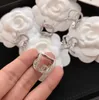 Anel aberto completo do diamante das Mulheres Dangle Luxo C anel Da Marca para As Mulheres Presente de Aniversário de Casamento Jóias para a Noiva com caixa