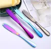 7 Colors stainless steel gilded high-grade bread jam butter knife with holes Western steak knife tableware wipe cream cheese knives