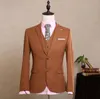Custom Made Brown Groom Tuxedos Notch Lapel Groomsmen Mężczyzna Suknia Ślubna Popularna Kurtka Blazer 3 Sztuka kostiumu (kurtka + spodnie + kamizelka + krawat) 1028