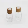 30ml bambu esansiyel yağ şişesi cam damlası boş şişeler 20ml amber, ahşap kapak