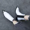 Vente chaude-femme moto chaussons bout pointu métal décor talons épais cheville chevalier bottes sans lacet chaussures grande taille 43