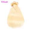 613 Blonde buntar med front Peruvian Virgin Hair Blonde 3 buntar med stängning Remy Rakt Mänskligt Hår Dhgate Bundlar med Frontal