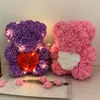 Regalo romántico del Día de San Valentín, oso rosa de PE, decoraciones de rosas artificiales, regalo bonito para novia y niño, decoración de boda para el día de la madre