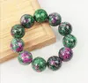 Red and Green Treasure Bracelet, Semi-green and Semi-purple Hand String, Tiger-shaped Hand Row, Men's Dried Plum Blossom Jade