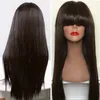 360 Lace Front Pärlor med Bang Trendig Diva Brazilian 360 Lace Wig Straight Glueless Human Hair Wigs för svarta kvinnor (16 tum, 180%