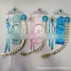 10 stijlen prinses haaraccessoires kroon + magische stok + pruik + handschoenen 4 stks / set baby meisjes halloween cosplay prinses sieraden sets M133