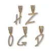 Kettingen Nieuwe Borstel Lettertype Aangepaste Letter Naam Hanger Ketting Goud Verzilverd Bling Zirkonia Heren Hip Hop Sieraden met touwketting