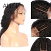 Yüksek Sıcaklık Fiber 13 * 4 Dantel Ön Peruk Sentetik Saç Uzun Yaki Kinky Düz Peruk Siyah Kadınlar Için Doğal Saç Çizgisi ile