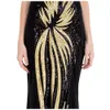 Angel-fashions Women's Sheer Gold Sequined Black Splicing Sheath Evening Dress Prom Party Dresses Ball Gown 403