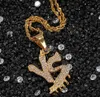 18 Karat vergoldeter Gold-Wassertropfen-VS-Anhänger-Herren-Charm mit 24-Zoll-Seilkette Hip-Hop-Schmuck