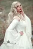 Spetsbröllop gotiska klänningar med kappa plus storlek vintage klocka långärmad keltisk medeltida prinsessa brudklänning