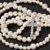 Mens Jesus Cross Pingente com 8-10mm Double Pearl Bean Cadeia Colar 16inch 18inch 20inch Moda Hiphop Jóias Whosales