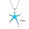 Alta qualidade lindo azul fogo opala estrela do mar pingente sólido 925 prata esterlina colar para mulheres jóias gift1571868