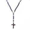 Новый Дизайн Лазурит Натуральный Камень Бусины Мужчины Женщины Четки Ожерелье Hemitate Крест Длинное Ожерелье