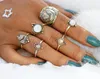 Big Opal Stone Midi Rings Set per le donne Nuovo design Retro argento Colore Vintage Finger Knuckle Ring Set gioielli