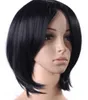 WIG New Women 126 inch Anime Party Wigs Turnup Side Bang Short Black Full Wig2372971