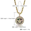 Collana con pendente a forma di sorriso a faccia tonda placcata con zirconi cubici ghiacciati Regali fantastici color oro hip-hop popolari