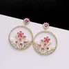 Fashion- Earrings For Girls Top Quality Circle Flower Earring Jewelry Luxury Cubic Zirconia Ear Studs Wholesale