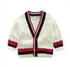 INS baby kids clothing sweater V-neck Cardigan Simple Style sweater White Color 100% Cotton Boutique Boy girl spring fall sweater