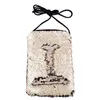 Custodia per cellulare con cordino per ragazze, donne, sport all'aria aperta, moda, borsa per cellulare in tessuto con glitter