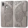 Telefoonhoesjes voor Huawei Y7 gemaakt van PU lederen deksel met portemonnee -kaart Ponse Bol Flower Butterfly Slot Handriem